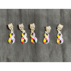 Lot of 5 Autism Awareness Ribbon / Puzzle Pieces Charm Bracelet / Necklace
